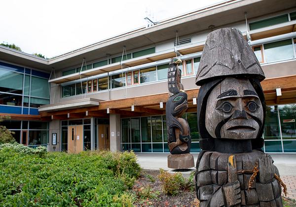 Building with story poles in front of it. 