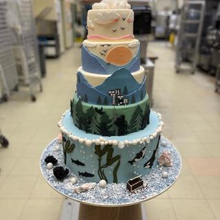 a colourful layered cake